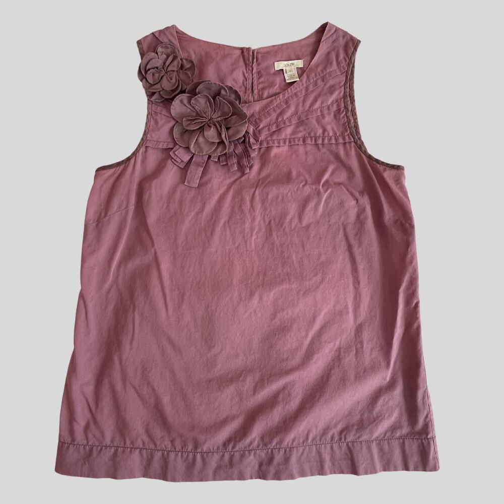 J.Crew Dusty Mauve Sleeveless Top Applied Flowers Womens 2